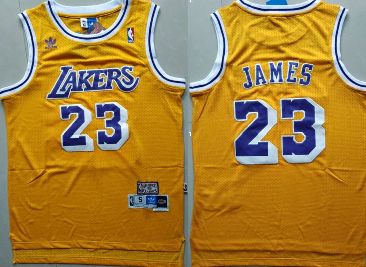 Men Los Angeles Lakers 23 James Yellow Adidas Game NBA Jerseys